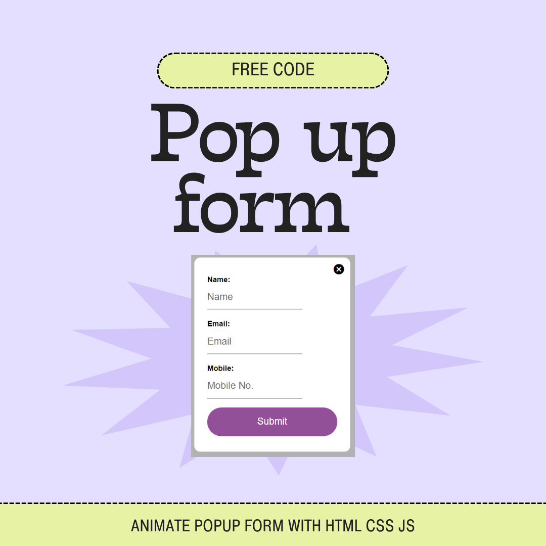 Free Popup Form with Simple Animation – HTML, CSS, and JS