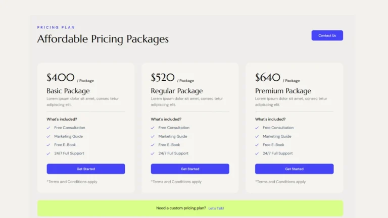 Affordable Pricing Section – Elementor Template (No Pro Needed)