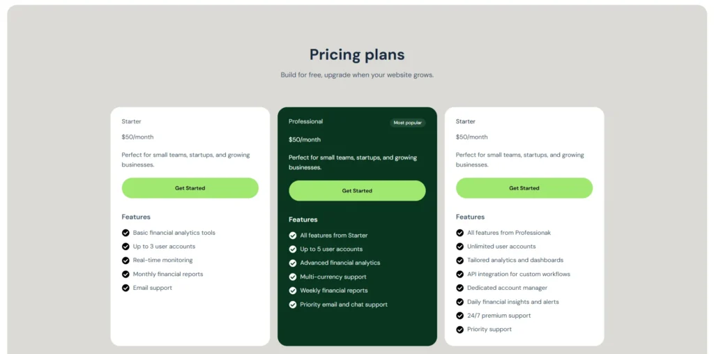 Pricing Section Elementor Template